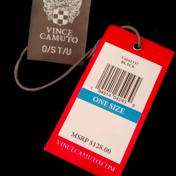 NWT VINCE CAMUTO Whip Stitched Black Faux Fur Trimmed Cape - Picture 6 of 7